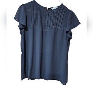 H&M‎ Black Short Ruffle Sleeve Top Size 6